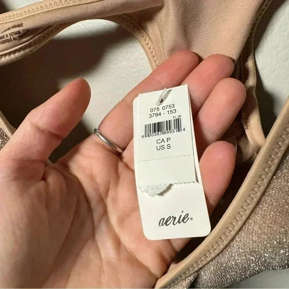 NWT AERIE SCOOP BIKINI TOP GLITTER  S - Picture 3 of 6